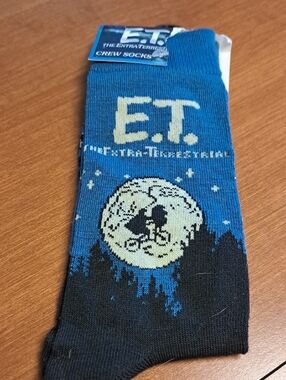 Universal E.T. Crew Socks in Blue and Black with Cream / BUNDLE ONLY 2 OR MORE I